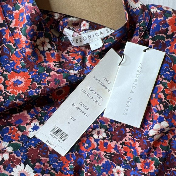 Veronica Beard Sz 12 Louella Floral Dress 100% Silk Elegant Berry Multicolor$648 - Picture 15 of 15